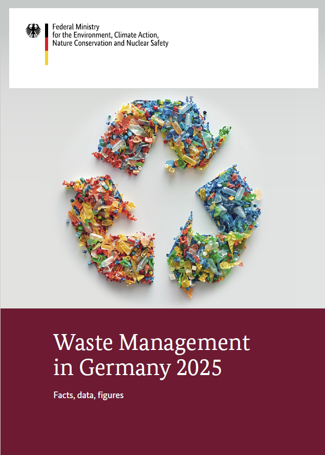 Cover-Bild: Recycling-Zeichen aus Müll zusammengestellt.