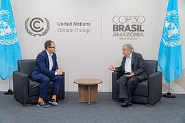 Carsten Schneider mit dem Generalsekretär der Vereinten Nationen António Guterres