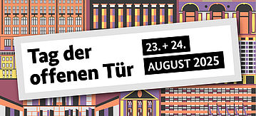 Illustriertes Banner: Tag der offenen Tür am 23.+24. August 2025