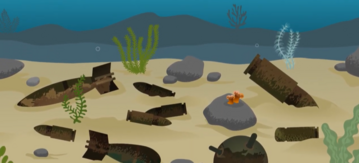 Vorschaubild zum Video: Verschiedene Munitionen am Meeresgrund (gezeichnet)