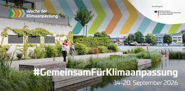 Banner mit Motto: #Gemeinsam für Klimaanpassung 14.-20. September 2026