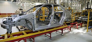 Herstellung einer Karosserie in einer Autofabrik