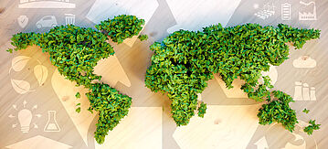 Symbolbild Welt, Kontinente aus Efeu