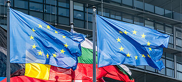 Flaggen vor dem EU-Parlament