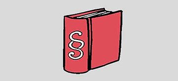Das ist ein gezeichnetes Buch für Gesetze. Das Zeichen bedeutet Paragraf. Paragrafen sind einzelen kleine Teile von Gesetzen. Viele Paragrafen machen zusammen ein Gesetz.