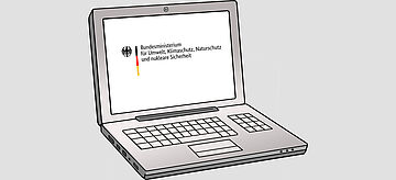 Illustriert: Laptop mit BMUKN-Logo