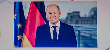 Olaf Scholz in einer Videobotschaft bei der Weltchemikalienkonferenz ICCM5.