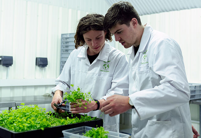 Zwei Personen arbeiten in einem Labor.