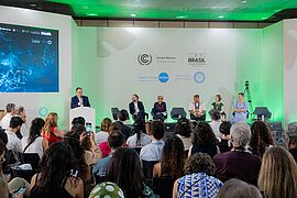Carsten Schneider auf dem Event der brasilianischen Umweltministerin Marina Silva.
