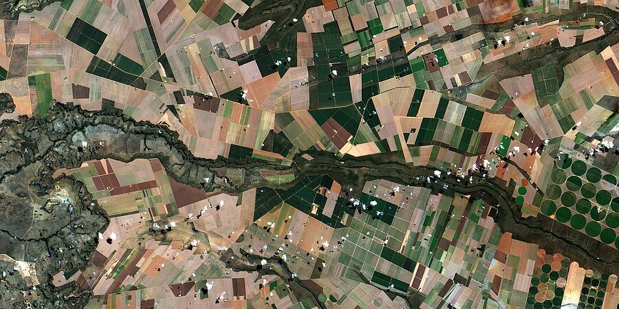 Satellitenbild: landwirtschaftlich genutzte Region