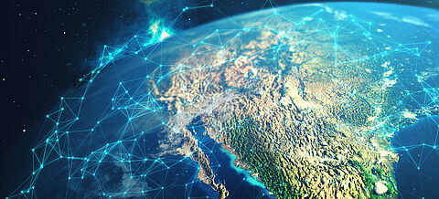 Weltkugel mit Netzwerk
