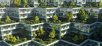 Dachgärten in einer Stadt