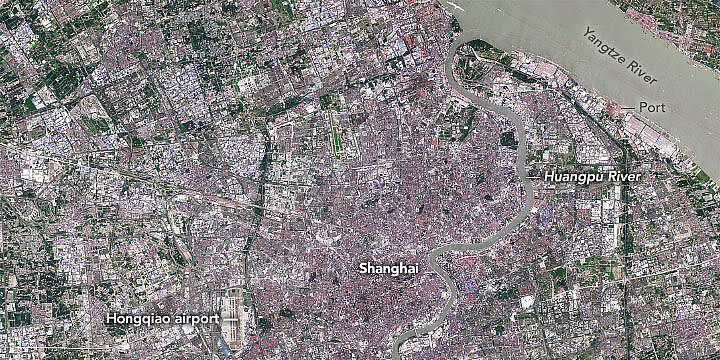 Satellitenbild der Stadt Shanghai.