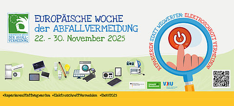 Grafik mit Schwerpunktthema 2025: Elektroschrott vermeiden