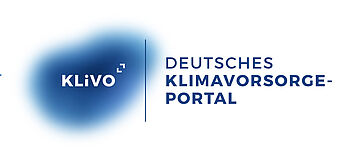 Blaue Wolke mit Schriftzug klivo. Deutsches Klimavorsorgeportal