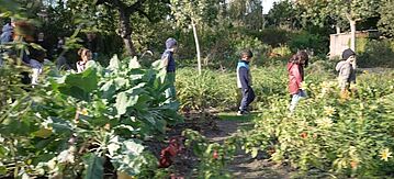 Kinder in einem Garten