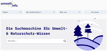Screenshot der Startseite des Online-Portals umwelt.info
