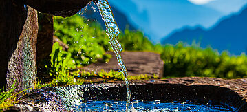 Wasserquelle vor Alpenberghintergrund