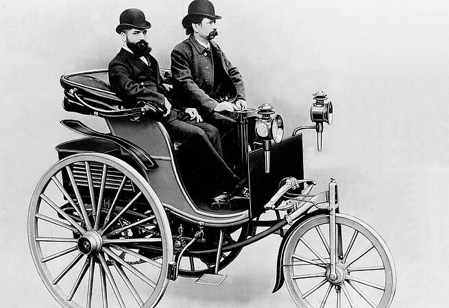 Zeichnung vom ersten Auto der Welt von Carl Benz