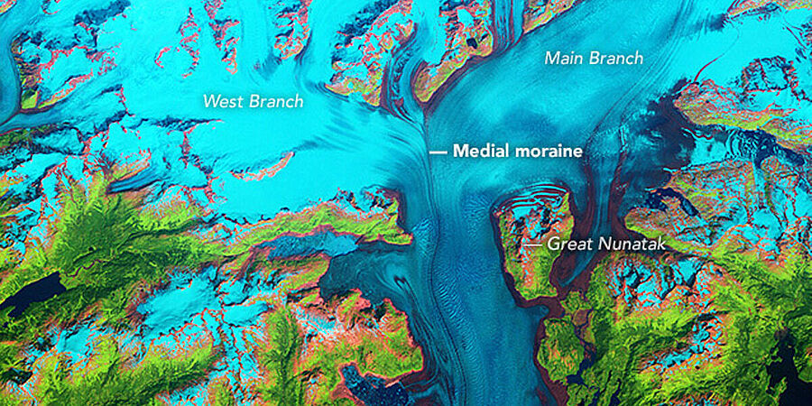 Satellitenbild des Columbia-Gletschers.