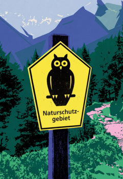 Unsere Umweltschutz-Ikonen: Eule auf gelben Schild
