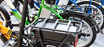 Lithium-Ionen-Akku auf einem E-Bike