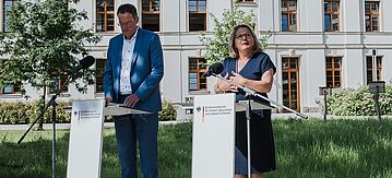 Svenja Schulze und der Mainzer Oberbürgermeister Michael Ebling