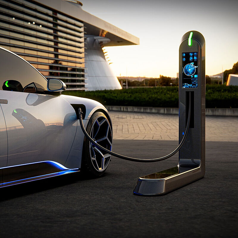 Ein Elektroauto an einer Ladestation