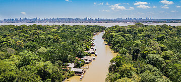 Luftaufnahme der Insel Combu in Belém