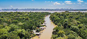 Luftaufnahme der Insel Combu in Belém