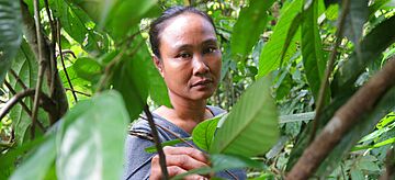 Eine Frau des indigenen Volkes der Batin Sembilan im Herzen von Hutan Harapan