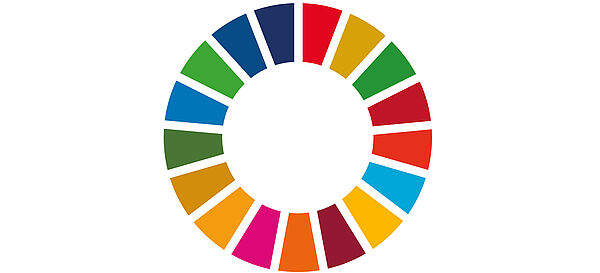 Buntes Rad mit den 17 Farben der Nachhaltigkeitsziele