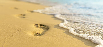 Fußabdruck im Sand am Strand