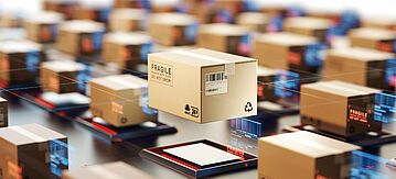 Üakete werden im zentrum gescannt