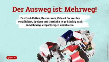 Der Ausweg ist: Mehrweg!. Weitere Informationen siehe Bildunterschrift