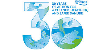 Logo 30 Jahre Internationale Kommission zum Schutz der Donau (IKSD)