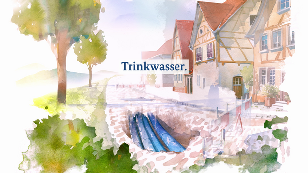 Illustartion: Straße in einer Stadt mit Wasserohren