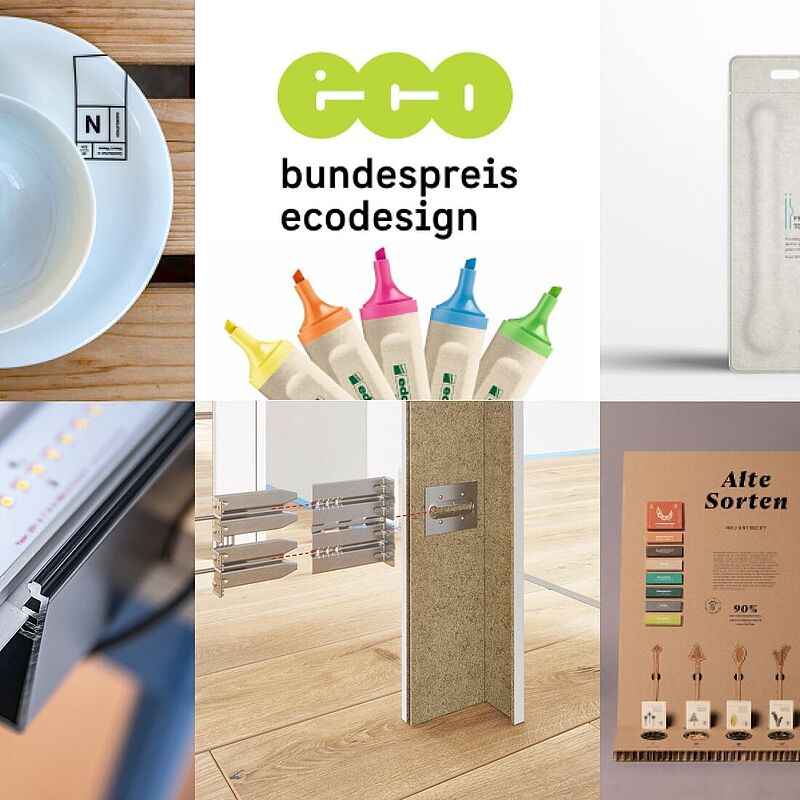 Collage der mit dem Ecodesign-Preis ausgezeichneten Produkte von 2020
